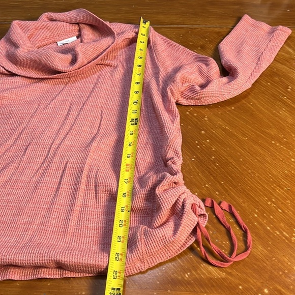 J. Jill Dark Pink Waffle Knit Cowl Neck Ruched Athleisure Loungewear Top Size XL - Picture 11 of 12